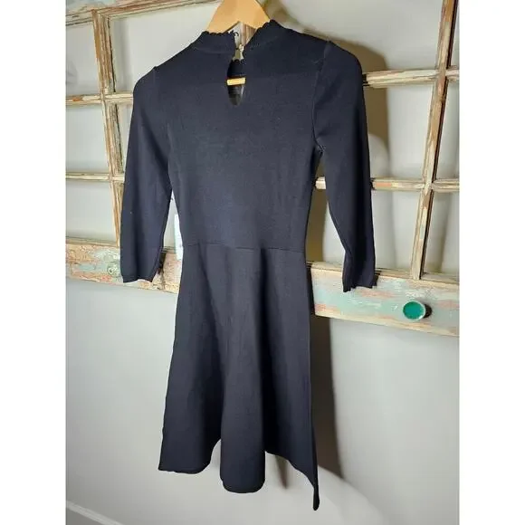 NWT Draper James Black Dress w/ Ruffle Bib neckline & polka dot lace size XS - Picture 3 of 9